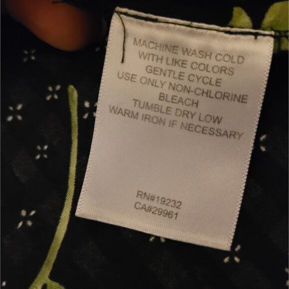 Alfred dunner Womens Floral Semi-sheer Blouse Size 12P Black Yellow Button-Up - Picture 5 of 5